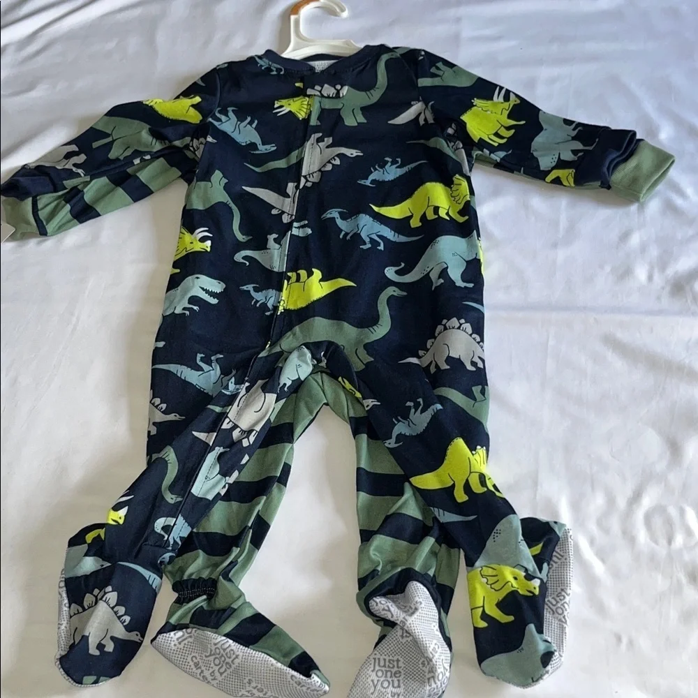 Carter's Green and Navy Striped Footie